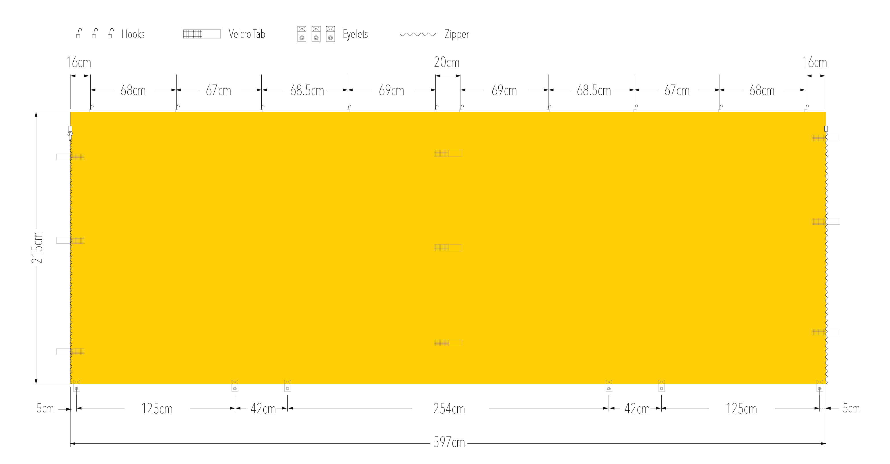 6m wall eyelet spacing diagram